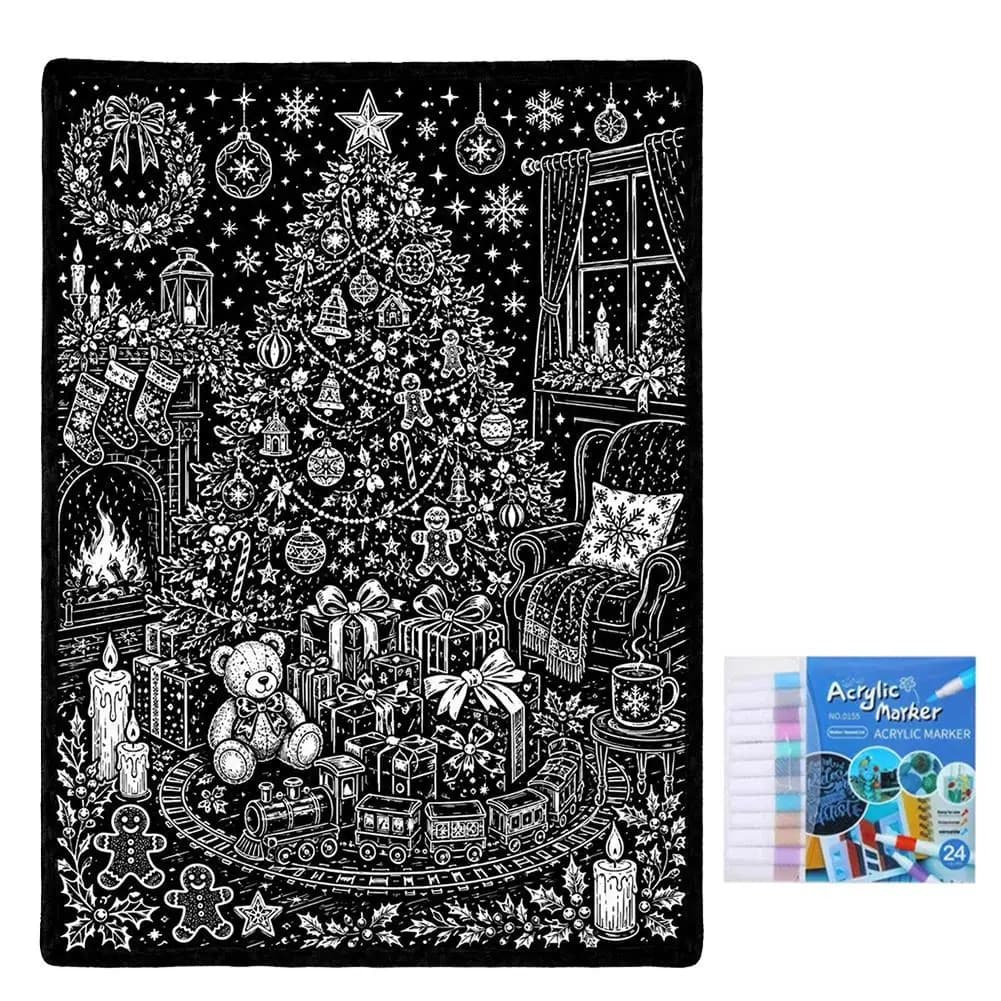 B — Christmas Tree coloring blanket, full design